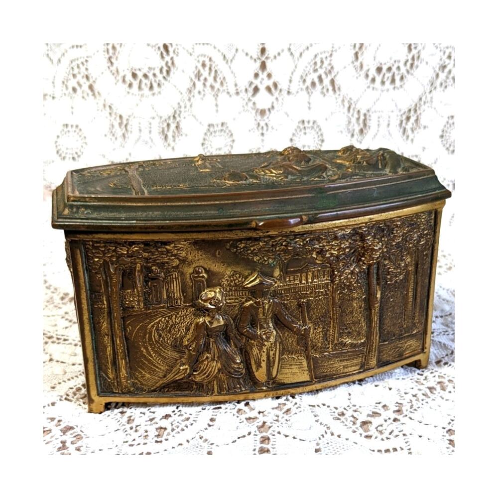 Weidlich Bros WB Mfg Co antique jewelry casket gold plated American Colonial